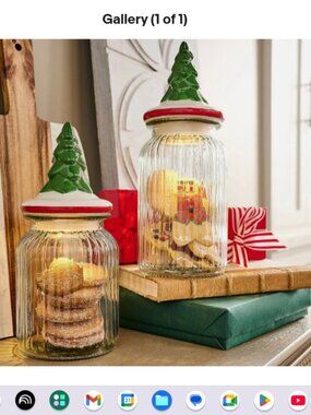 Girl Next Door Carolyn Gracie S/2 Illum Holiday Cookie Jars-Tree-NEW-M133277